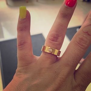 Cartier LOVE ring. Sz 5.5 3 diamonds